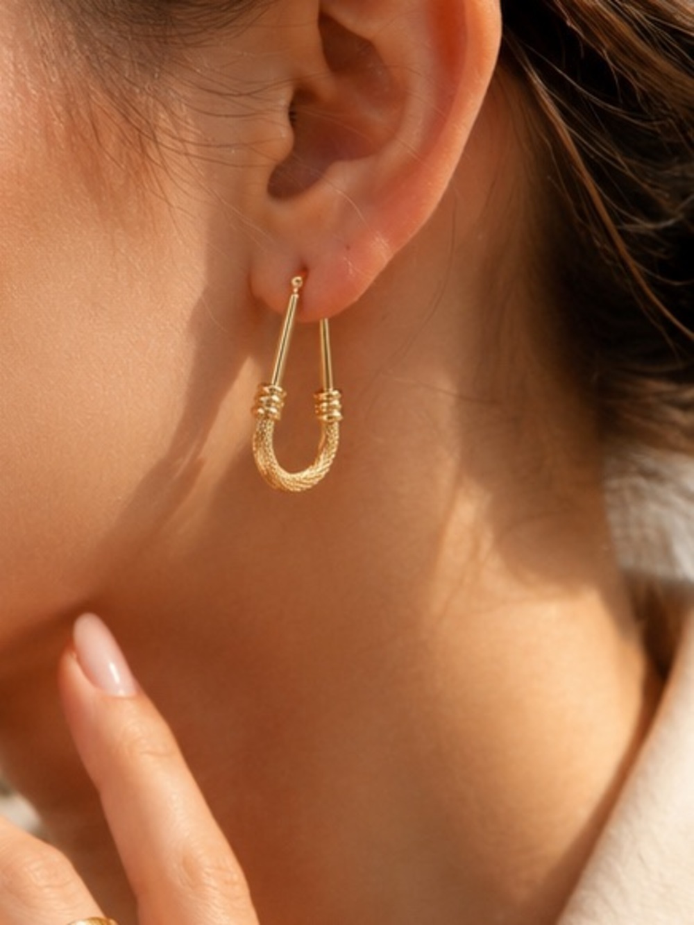Valencia Textured Rope Mesh Earrings - Picture 2 of 5